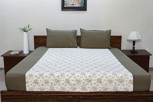 Tamaño de cama doble (9 pies x 9 pies), sábana de cama premium cómoda con 2 fundas de almohada a juego, sábana de cama 100% algodón, estampado