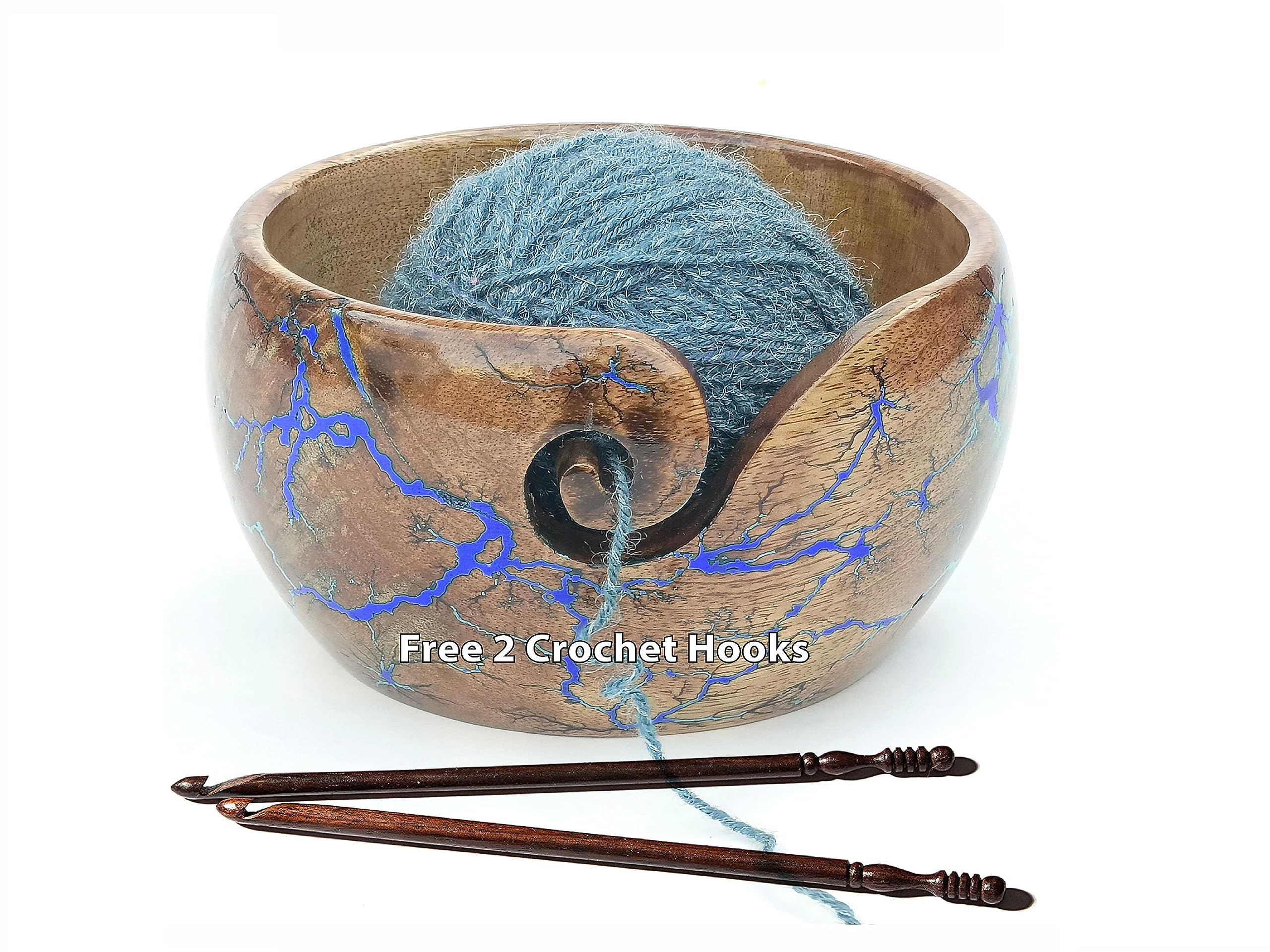 Bol à fil en bois pour crochet et tricot grand modèle