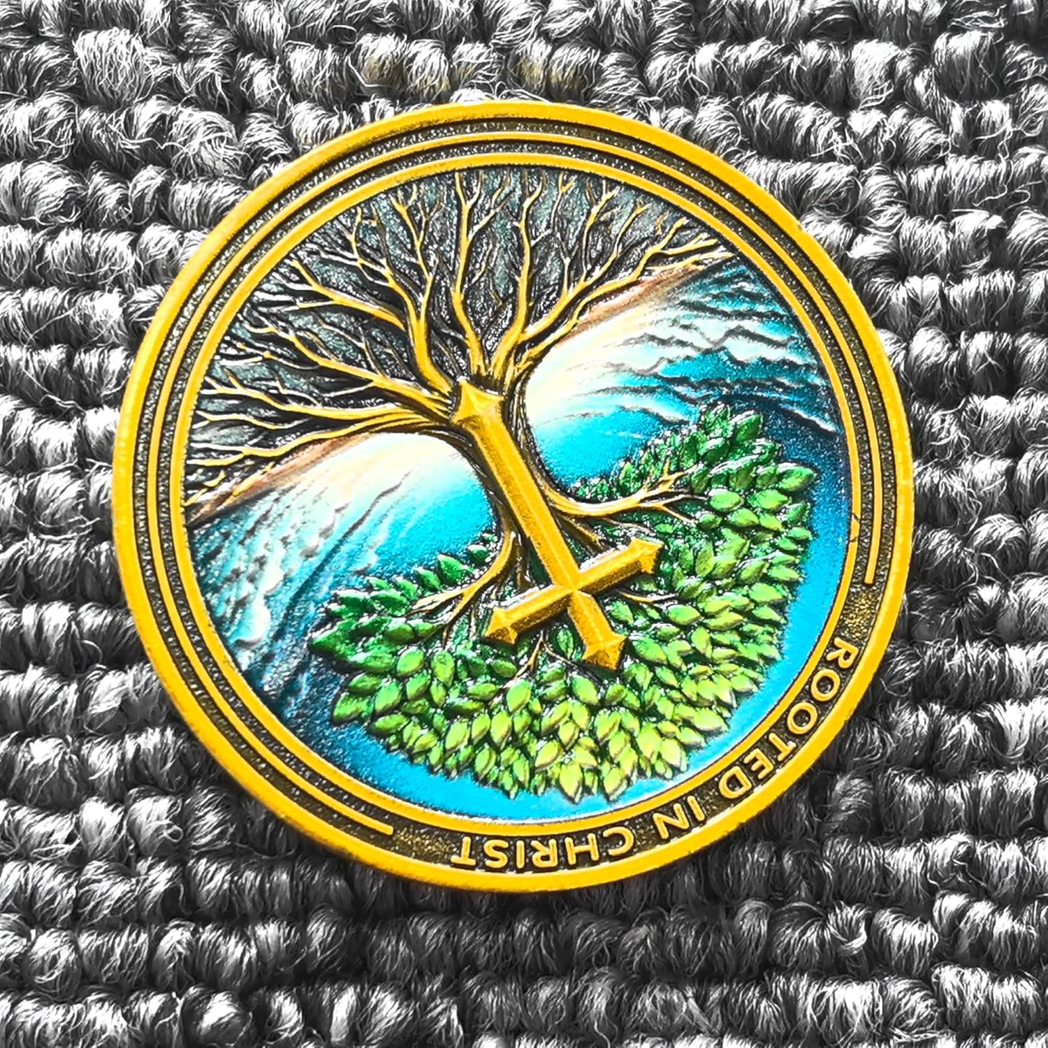 Inspirational Rooted in Christ Challenge Coin for Christians Bible Verses Pocket Hug Token Faith Gift