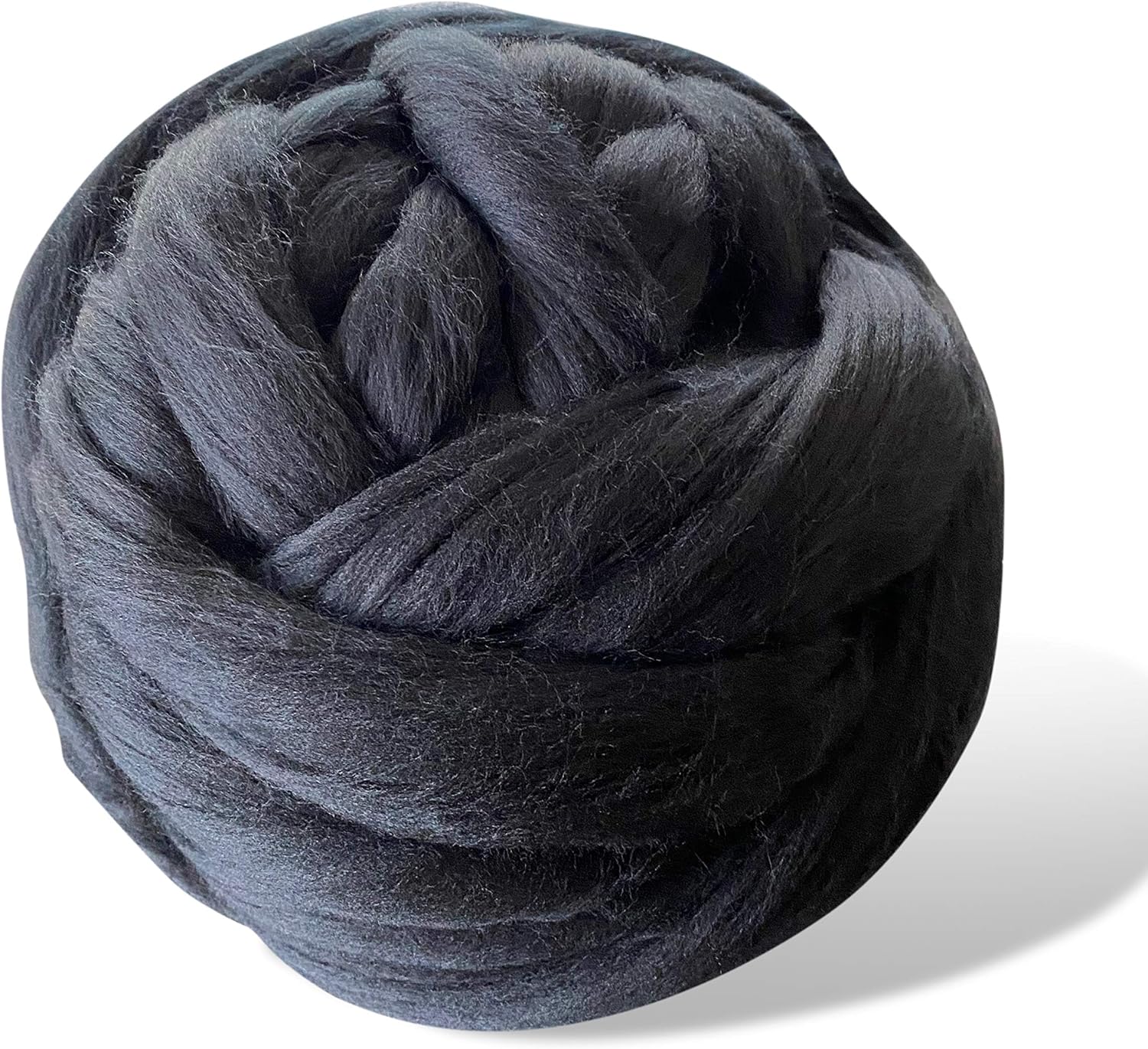 Revolution Fibers Black Wool Roving 1 lb (16 Ounces) | Premium Merino Roving Wool for Blanket 21 Micron | Soft Spinning Wool Top, Chunky Roving Yarn, Needle & Wet Felting, Hand Spinning & Weaving