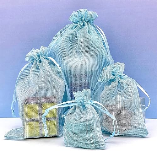 Vista 14 de TheDisplayGuys - 24-Pack Striped Weave Organza Gift Bags w/Drawstrings - Small 3" x 4" - Iridescent - for Party Favors, Samples, Treats