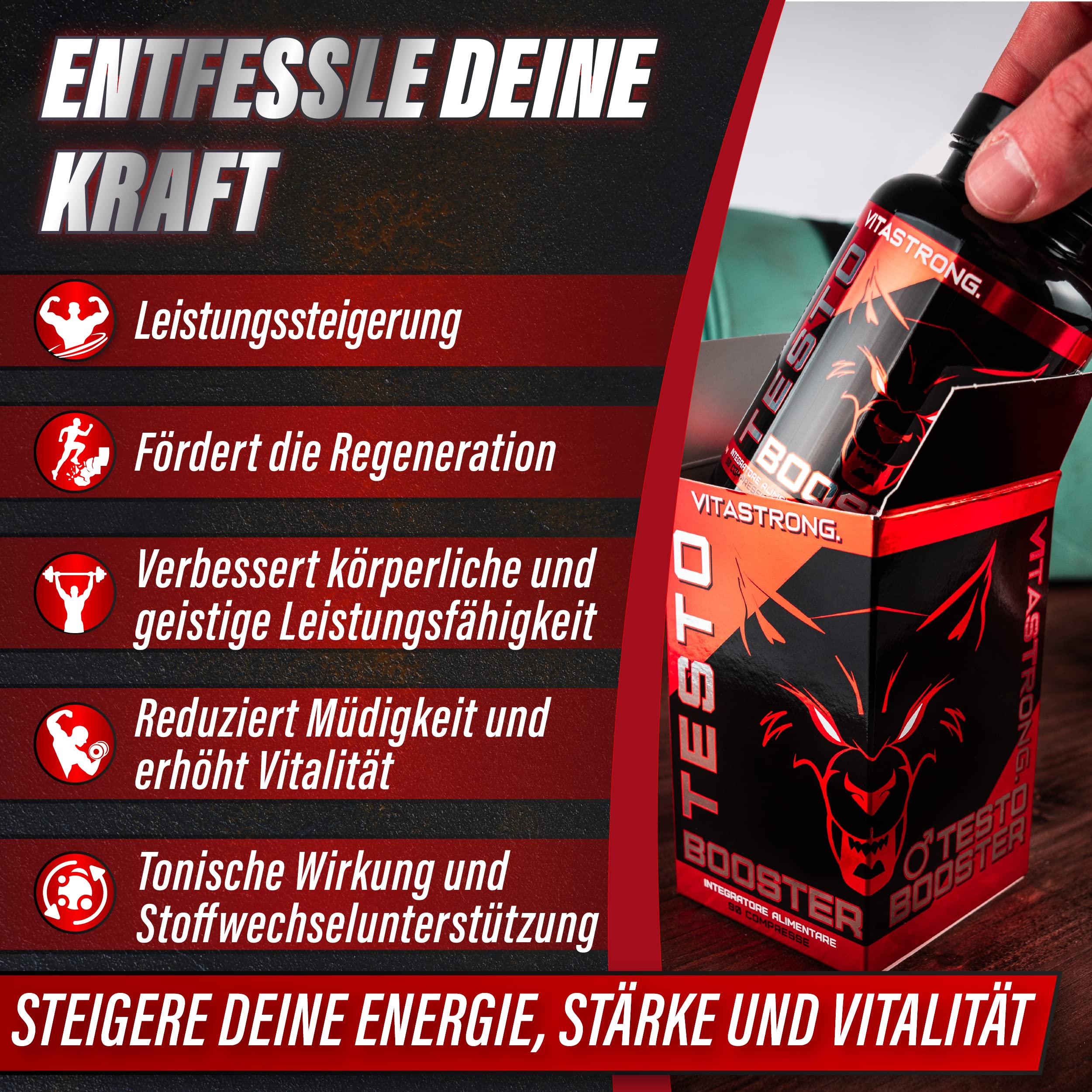 Vitastrong TestoBooster mit Tribulus Terrestris und Ashwagandha Original