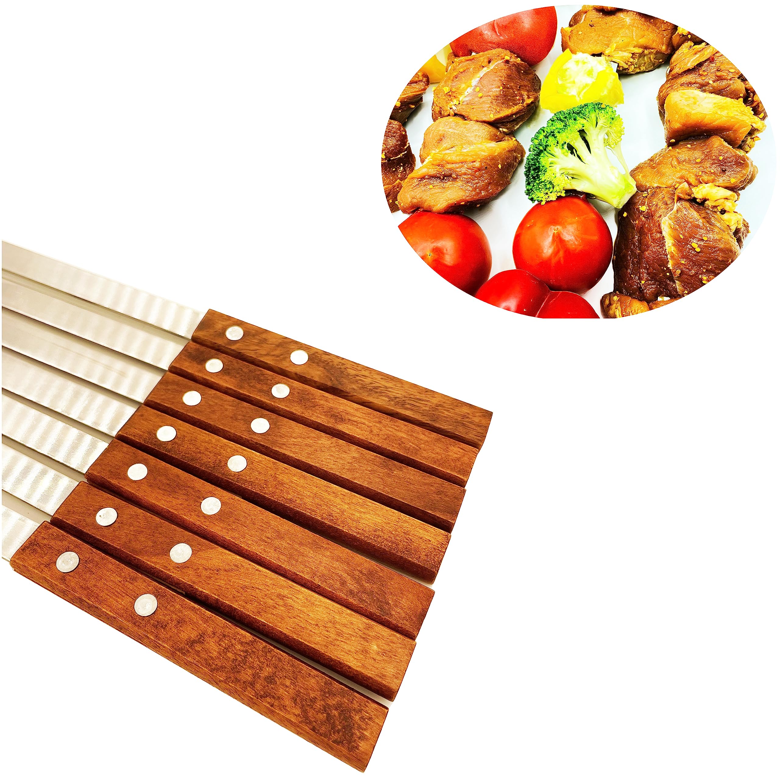 Spiedini da 59,6 cm per spiedini da 1,5 cm di larghezza, confezione da 8 spiedini riutilizzabili in metallo per grigliare spiedini lunghi per kebab lunghi di grandi dimensioni e resistenti, set