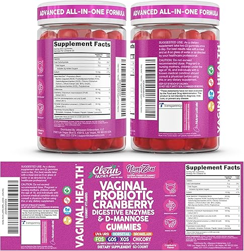 Miniatura 9 de Clean Nutra - Gomitas probióticas vaginales para mujeres, enzimas digestivas de arándano, D, manosa, probiótico, dmanosa, cola de caballo