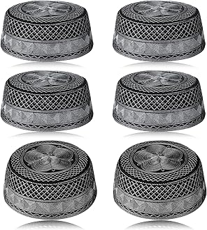 6 Pcs Eid Muslim Prayer Kufi Hat for Men Prayer Headwear Cap Islamic Beanie Skull Cap Embroidery Kofia Topi