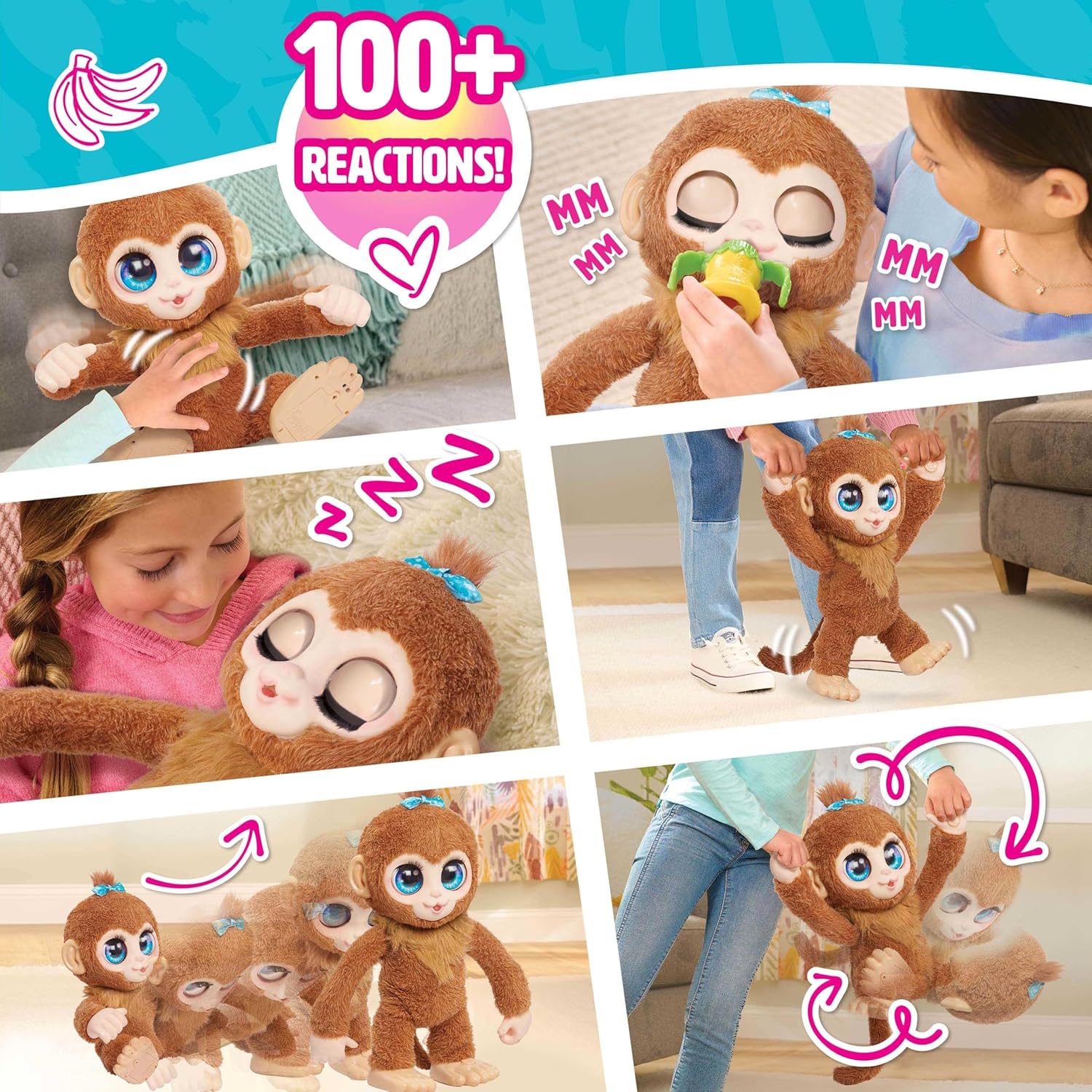 FurReal Peanut The Playful Monkey Interactive Toy, 15-inch Realistic Plush, Kids Toys for Ages 4 Up by Just Play