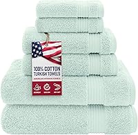 Vista 18 de American Veteran Towel, Paquete de 4 toallas de baño turcas 100% algodón para baño, 27 x 54 pulgadas, extra grandes, de secado suave, color azul