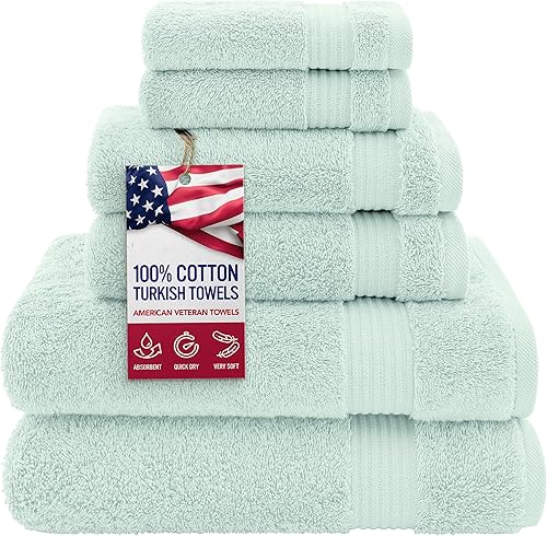 Vista 68 de American Veteran Towel, Juego de 4 toallas de mano para baño, juego de toallas de mano turcas 100% algodón, toallas de mano suaves, toallas de mano