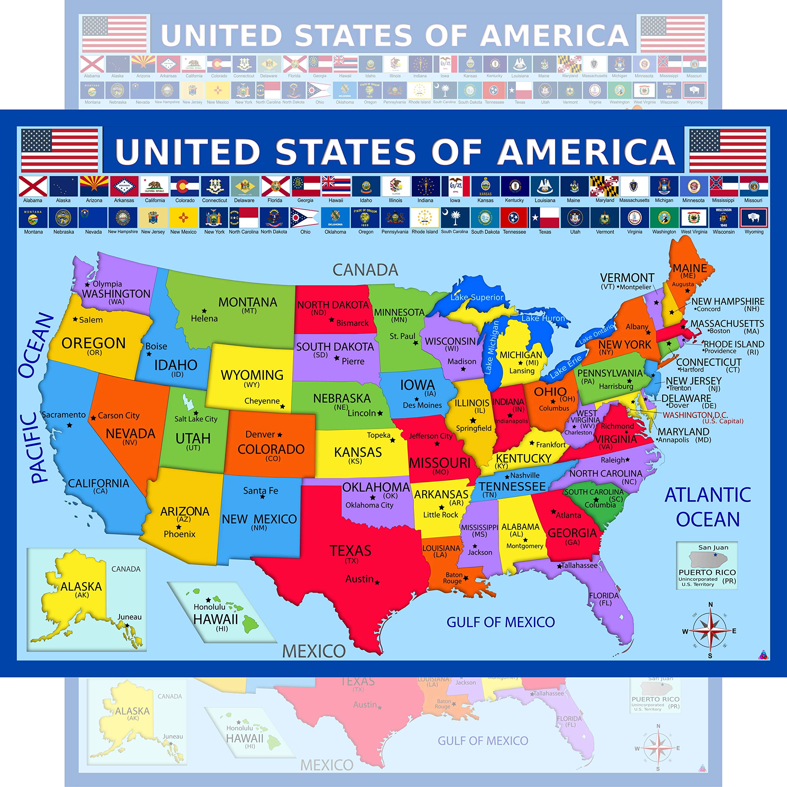 Buy United States with State s Laminated Educational (14x19.5 in