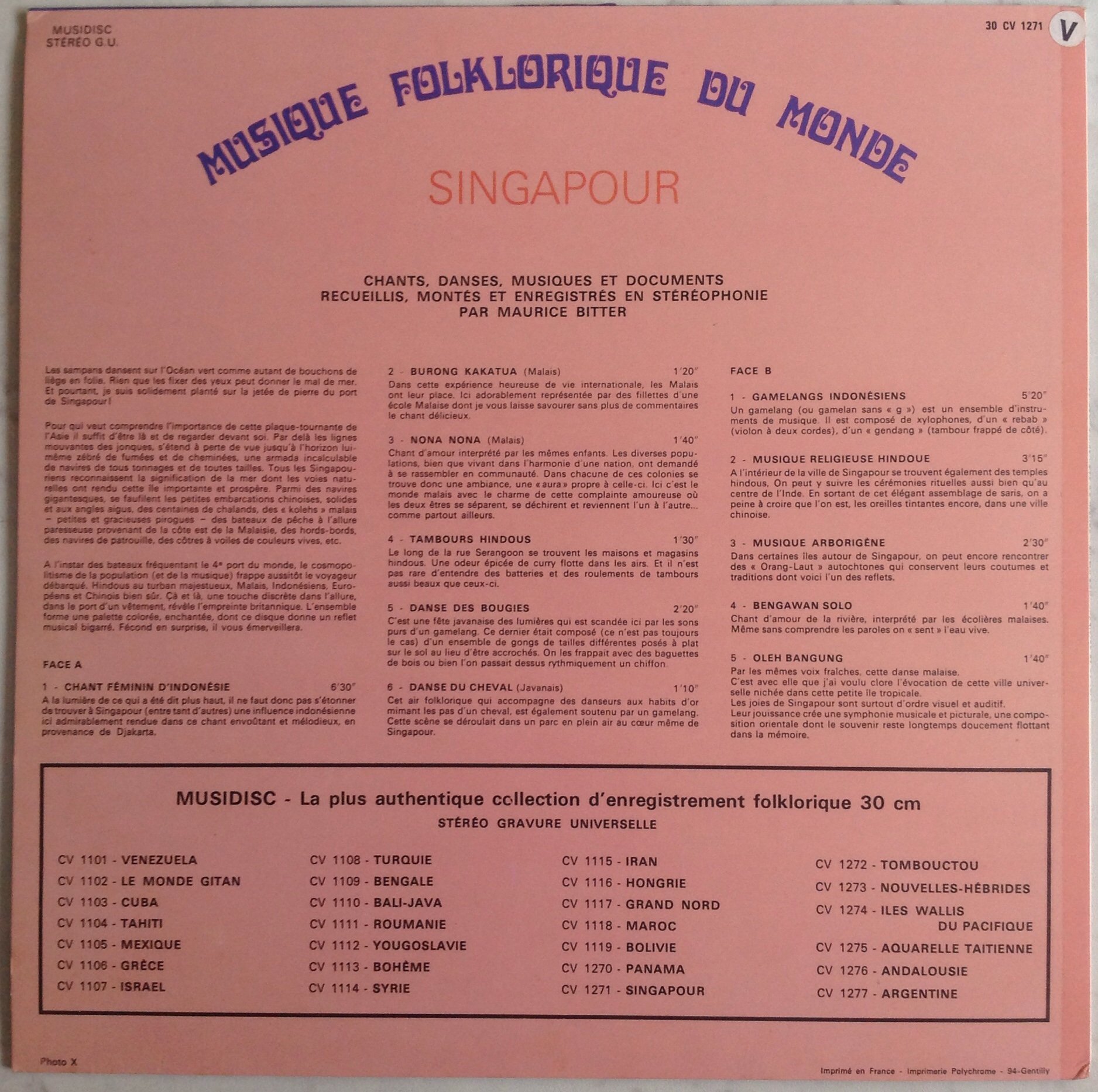 SINGAPOUR - MUSIQUE FOLKLORIQUE DU MONDE