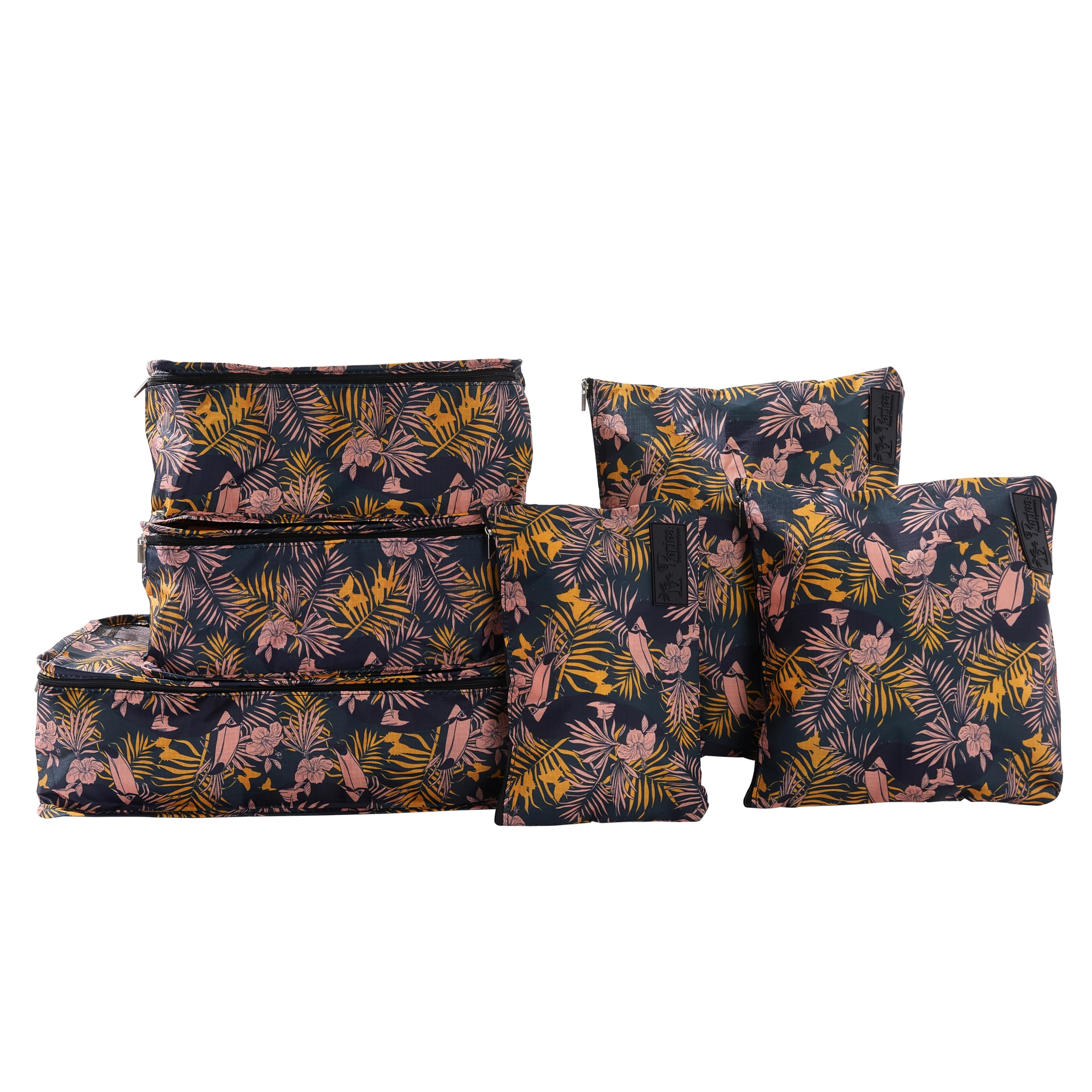 Periea Toucan Lucy Packing Cubes For Suitcases & Carry On Hand Luggage – Set Of 6 Travel Packing Organisers – 6 Colours (Toucan)