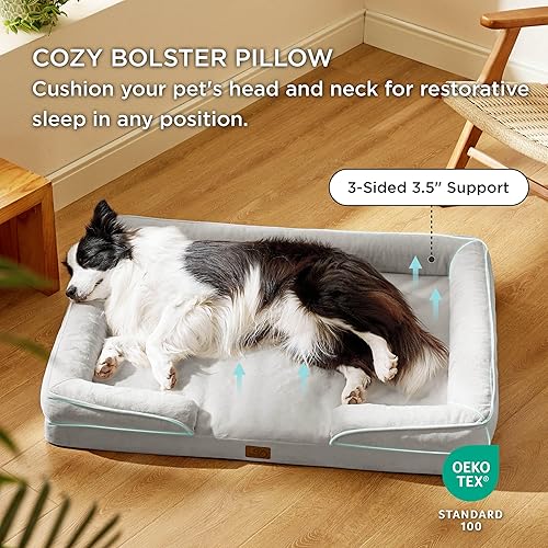 Vista 273 de Bedsure - Cama ortopédica mediana para perros, sofá cama impermeable para perros medianos, espuma de soporte con funda extraíble y lavable, forro