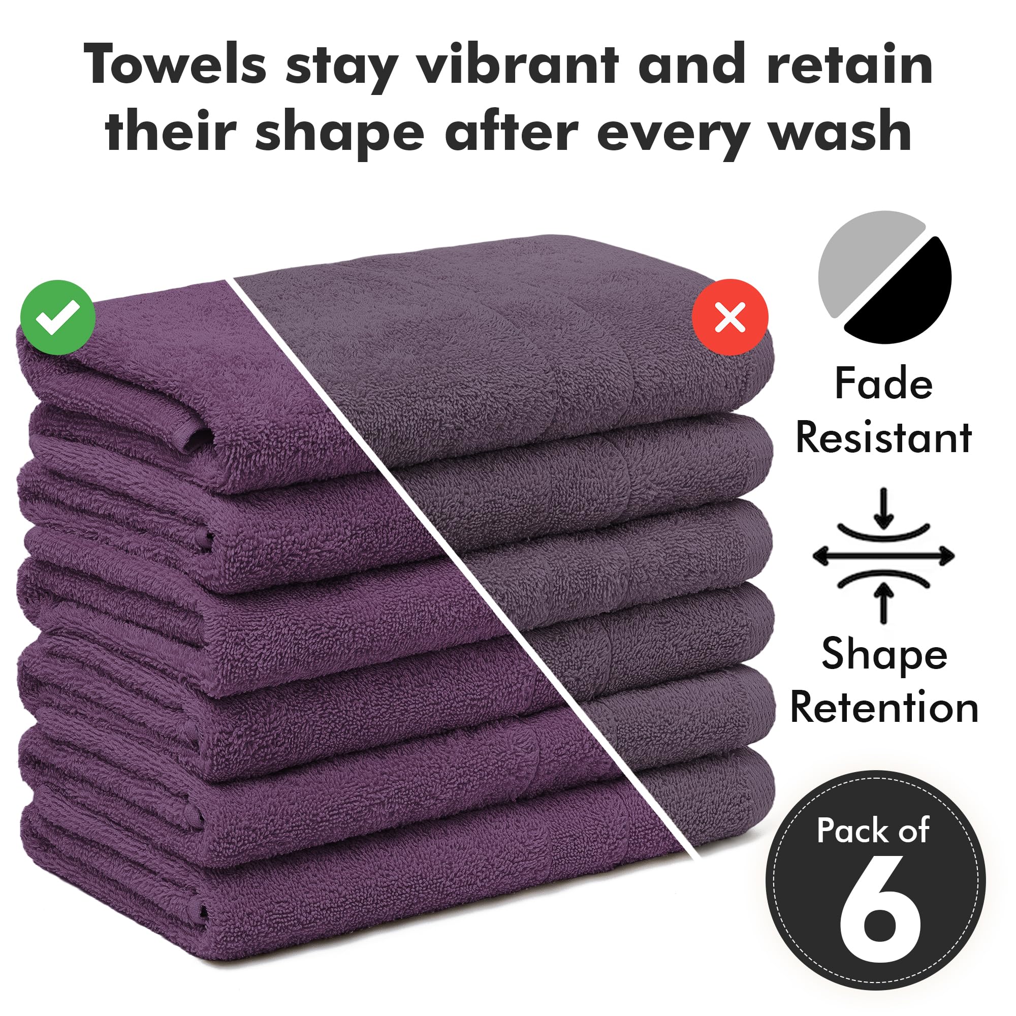 Novo Home Hand Towels for Bathroom, 100% Cotton Soft & Absorbent, Pack of 6 Small Towel (50x85cm) - Image 4