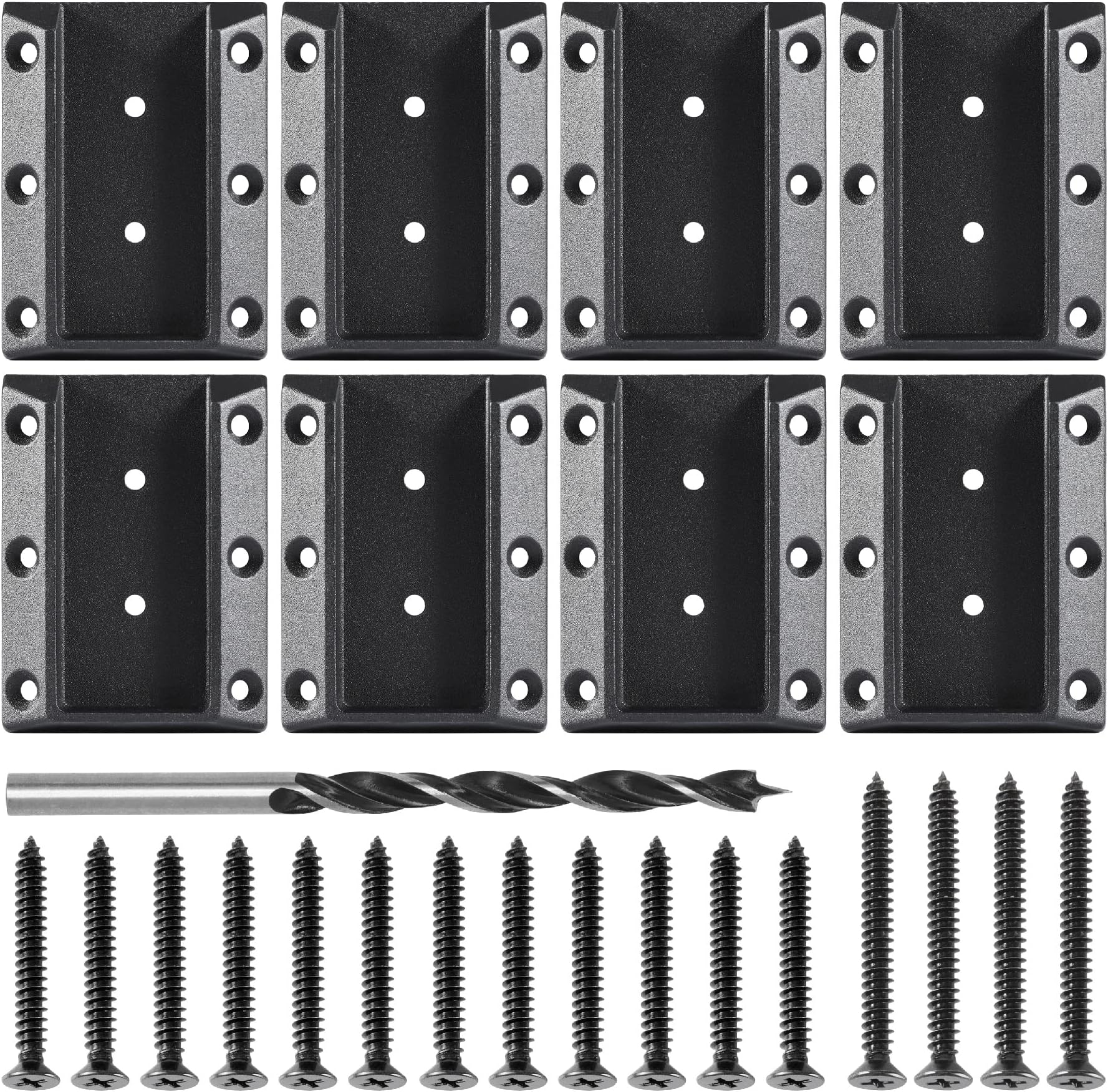 Wanhork WOWSER Design High Strength Stainless Steel Deck Railing Connectors with Screws for 2x4 (Actual 1.5x3.5) inch Stair Wood Handrail (4 Pairs, Black)