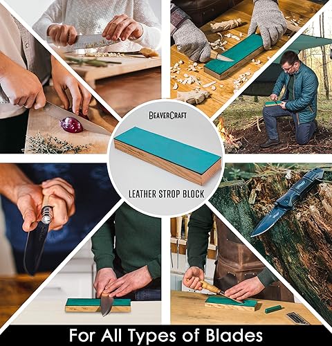 Miniatura 2 de BeaverCraft Strop de cuero para afilar cuchillos – Stropping cuero con compuesto de pulido – Bloque de cuchillos para cuchillos, cincel, afilado de