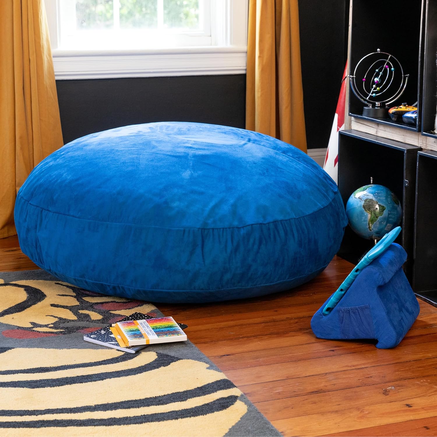 Jaxx Bean Bags Cocoon Junior Kids Bean Bag, 4-Feet, Blueberry Microsuede