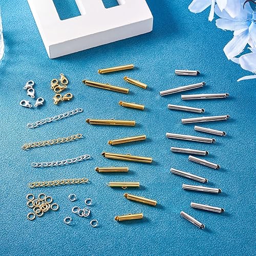 Miniatura 8 de Pandahall - 80 unidades de 4 tamaños deslizantes de hierro con cierre de extremo de 20/25/30/1.575 in, tapas deslizantes con extensores giratorios,