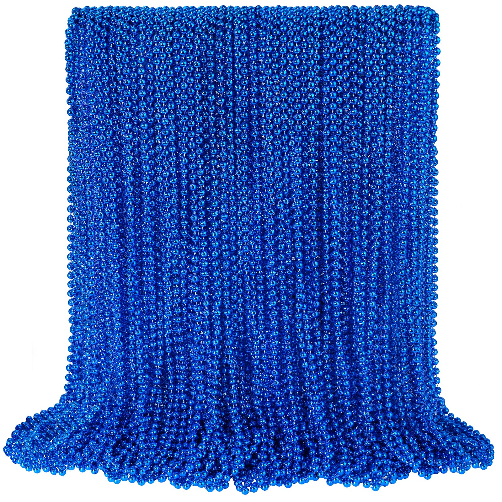 100 pcs blue bead necklace, blue mardi gras beads christmas necklaces, 33" 4th of july patriotic beaded necklace, parade throw accessories for independence day mardi gras hanukkah pirate theme party