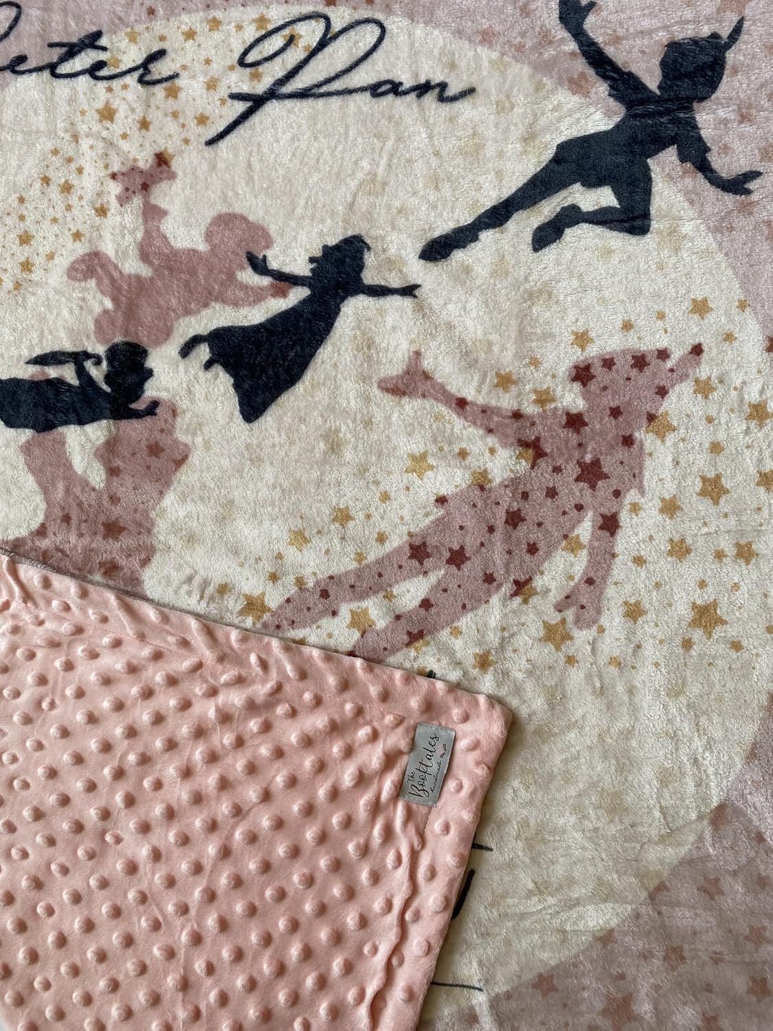 Peter Pan Minky Baby Blanket – Handmade Disney-Inspired Pink Nursery Gift, Soft Baby Shower Present (Pink Minky)
