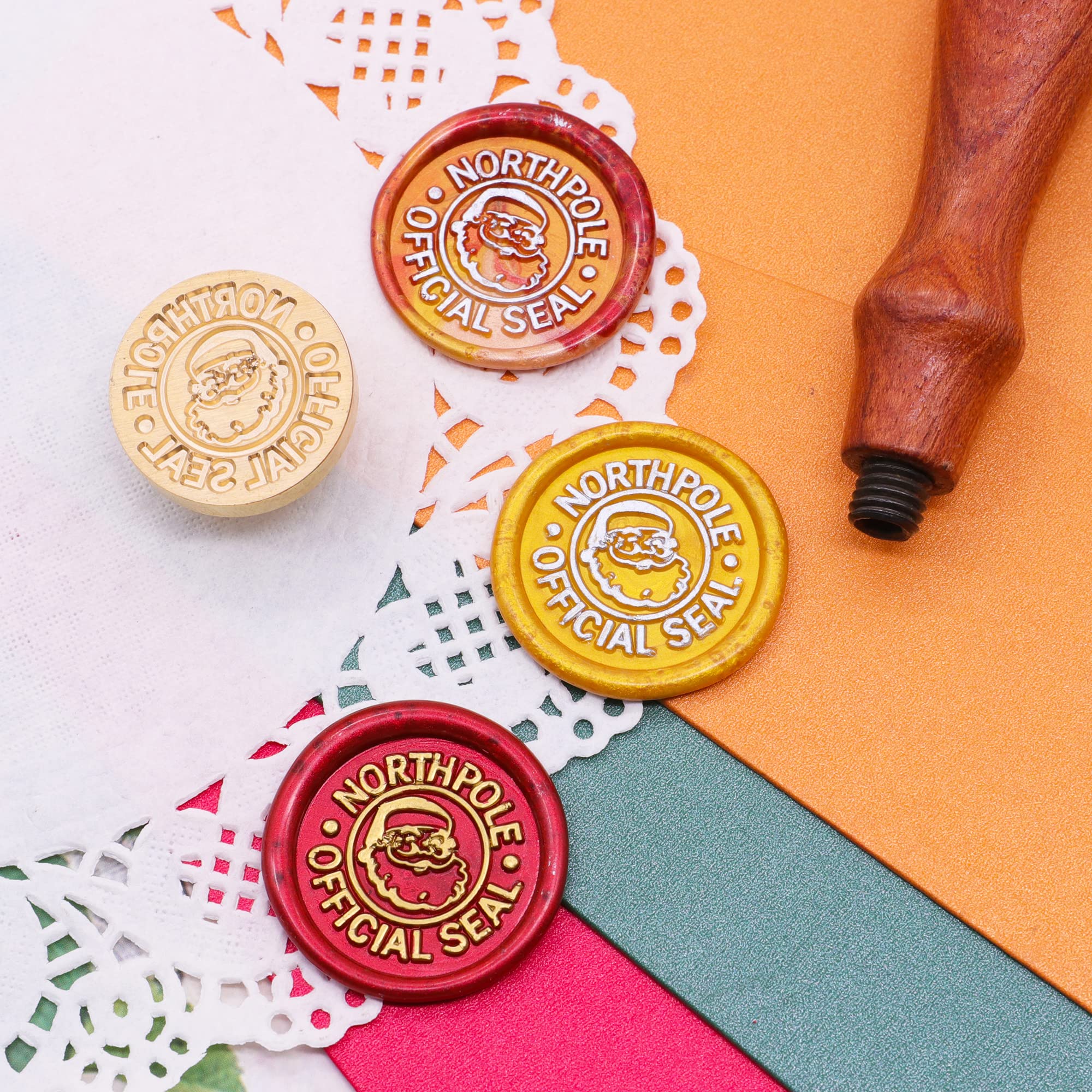 Wax Seal Stamp Set Golden Tone Sealing Wax Stamp Solid Brass Head With