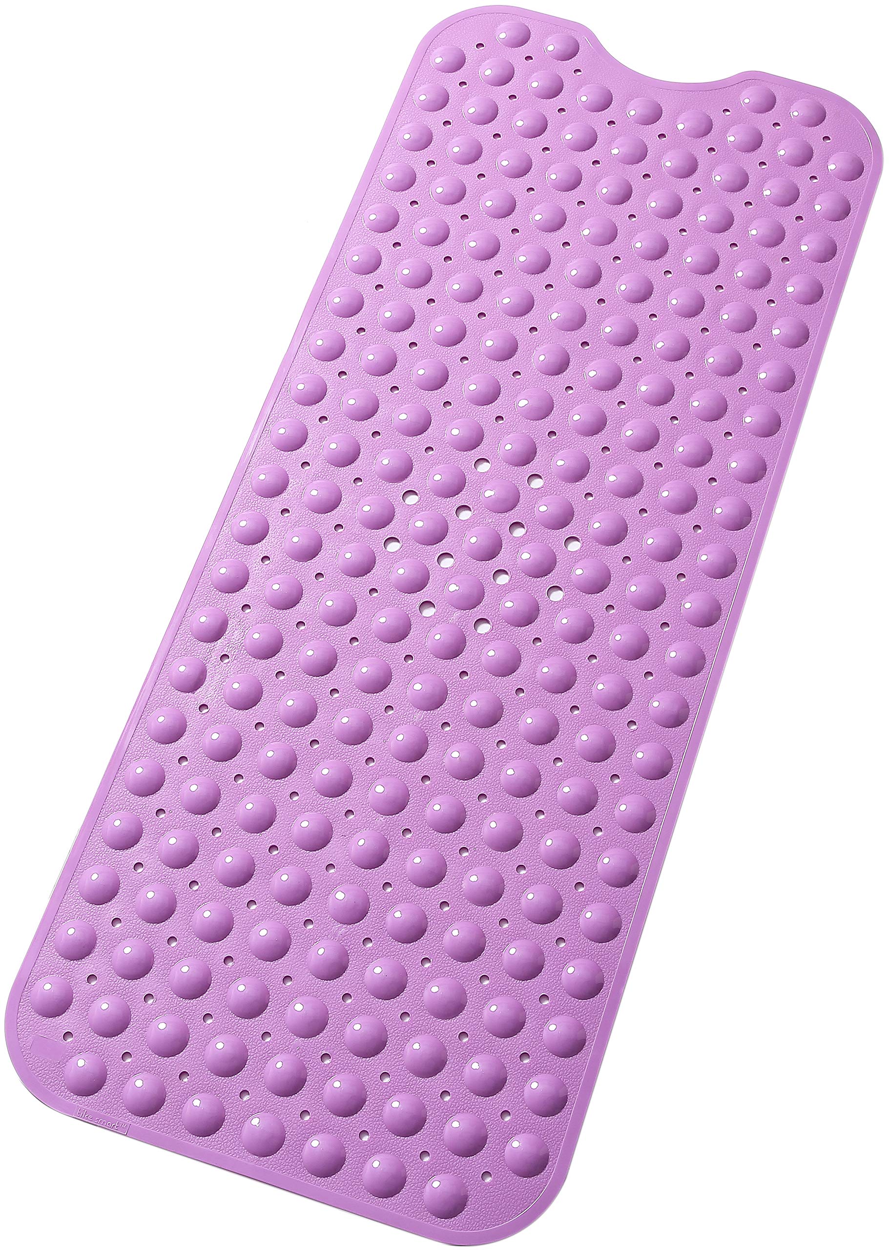 Extra-Long Non-Slip Bathtub & Shower Mat 39”x16” (Smooth/Non-Textured Tubs Only) Safe, Clean, Machine-Washable, Superior Grip&Drainage, Vinyl, Opaque Purple