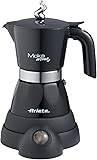 Ariete 1358 Moka Aroma cafetière électrique, 400 W, Adaptateur pour 2 ou 4 tasses, sans fil, Noir
