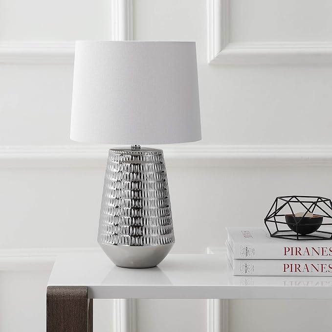 Lámpara de mesa moderna en plata y cerámica 33 cm de altura miniatura 4
