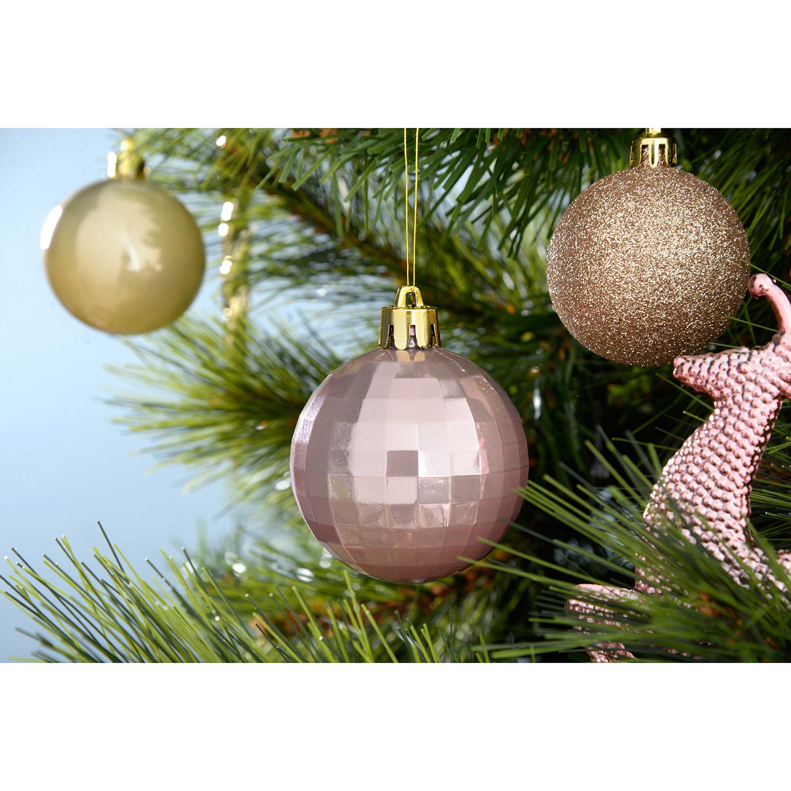 WeRChristmas Lot de 50 Boules de Noël incassables, Champagne/Mauve