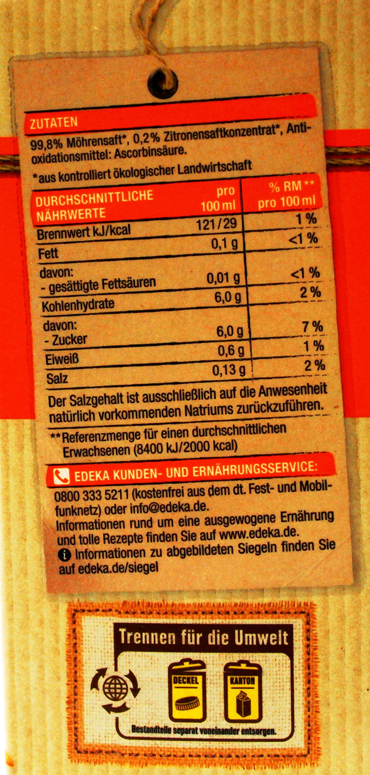 Bio Möhrensaft, 8er Pack (8 x 1 l)