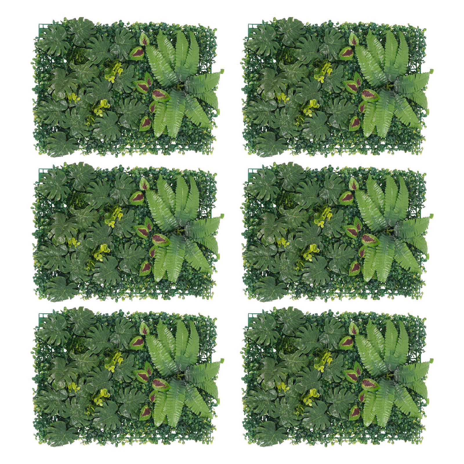 Juego de 6 paneles vegetales artificiales para pared, 60 x 40 cm, decoración para jardines, balcones, pasillos, fondos