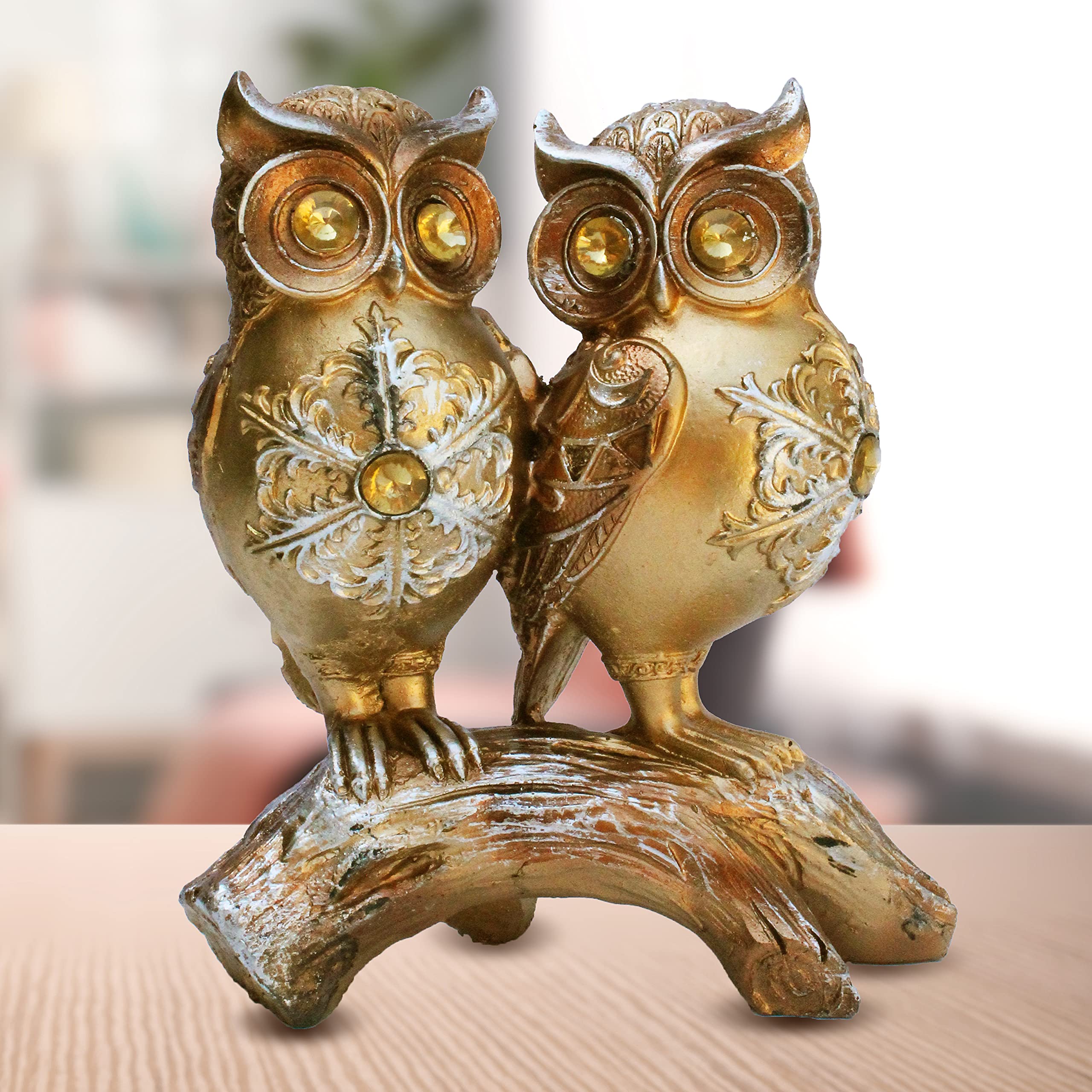 KD HUB Beautiful & Elegant Owl Pair- Modern Home dcor - Silver & Copper Look - Figuirine for Home dcor - Vastu/Showpiece/Gift Item/Desk/Study Table/Office