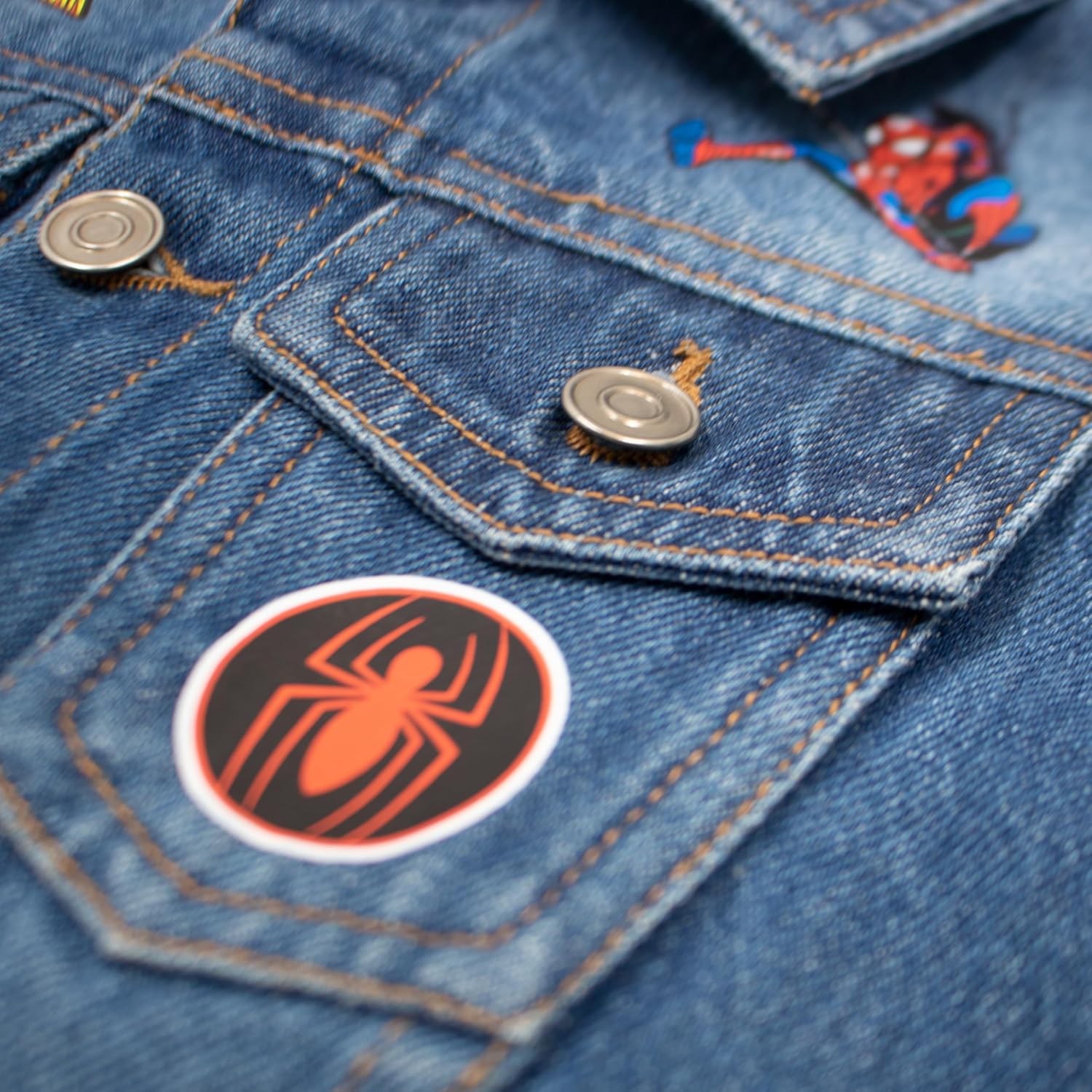 Marvel Spiderman Jean Jacket with Hoodie Spider-Man Miles Morales Denim Jacket for Little and Big Kid Boys Fashion Jacket - Image 3