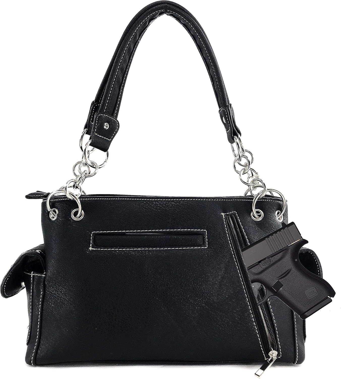 Justin West Women's Rhinestone Skull Crossbones with Angel Wings Shoulder Handbag