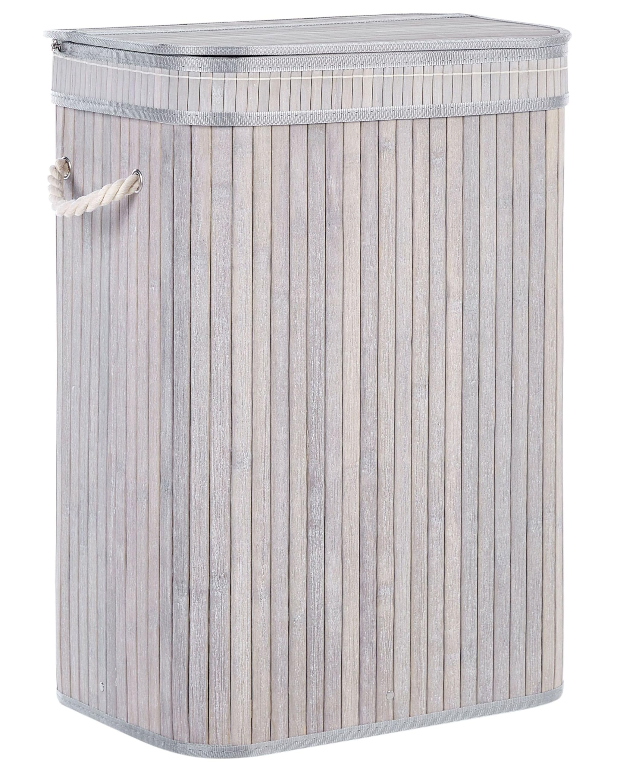 Modern Bamboo Basket Laundry Bin with Removable Lid and Handles Grey Kalutara