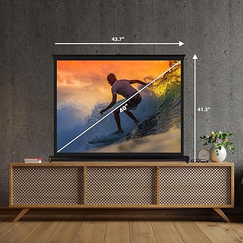 Miniatura 3 de Pyle Pantalla de proyector portátil de 50 pulgadas  Soporte portátil en el suelo, estilo extraíble retráctil manual, pantalla de película móvil,