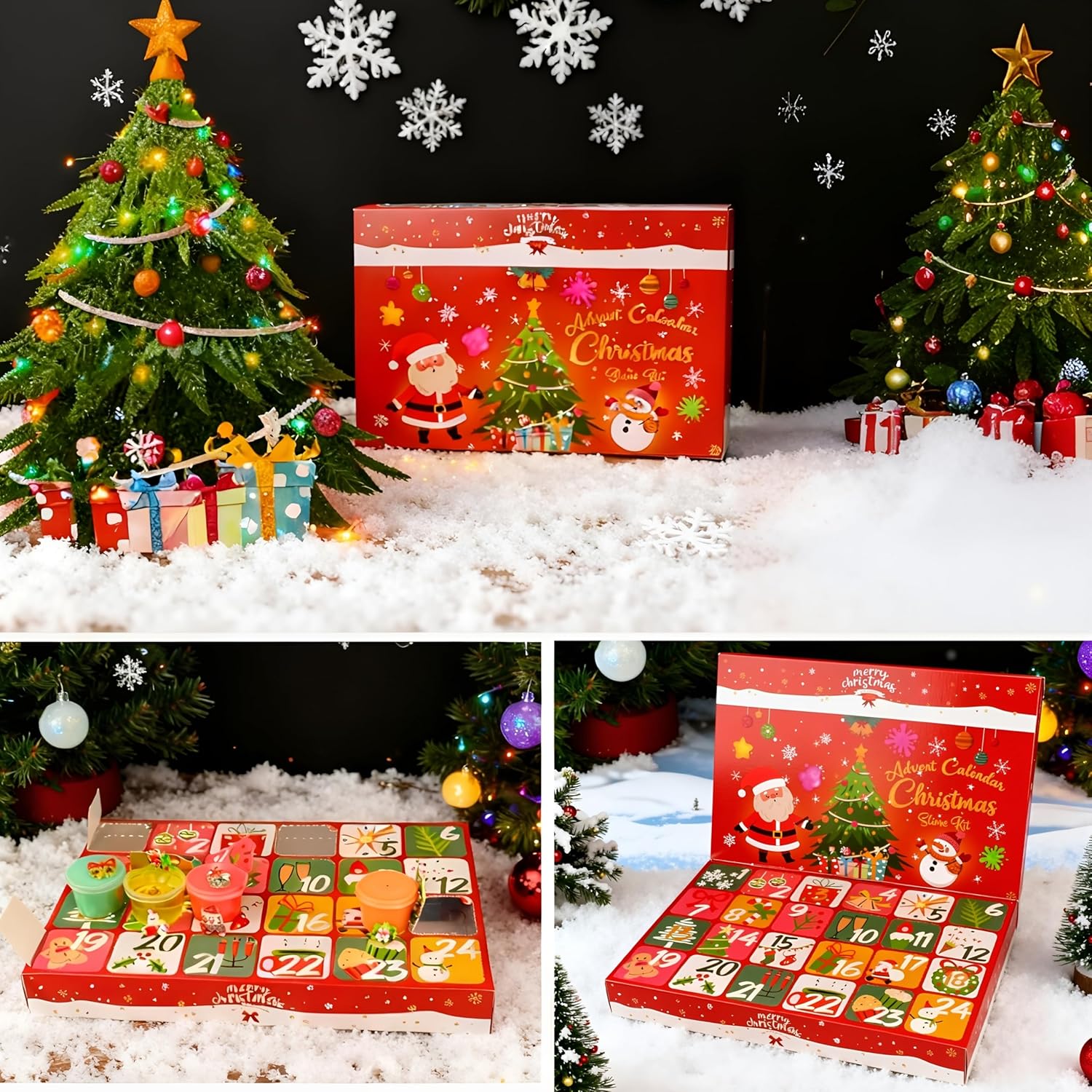Xmas Slime Stocking Stuffers - Advent Calendar 2025 - Christmas Countdown 24 Days DIY Slime Kit - Christmas Gifts Toy for Kids Girls Boys