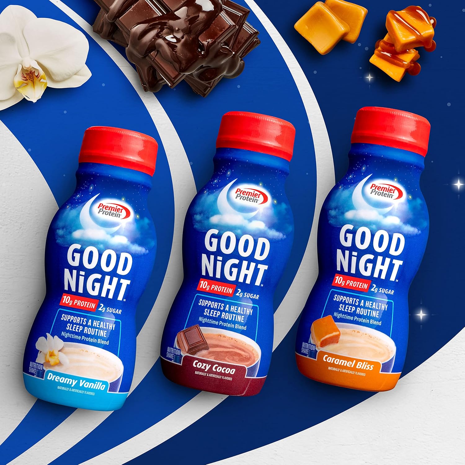Premier Protein Good Night Protein Shake, Cozy Cocoa, 10g Protein, 2g Sugar, 12 Vitamins & Minerals, Nighttime Protein Blend, Magnesium, Zinc, 8.75 fl oz, 12 Pack : Health & Household
