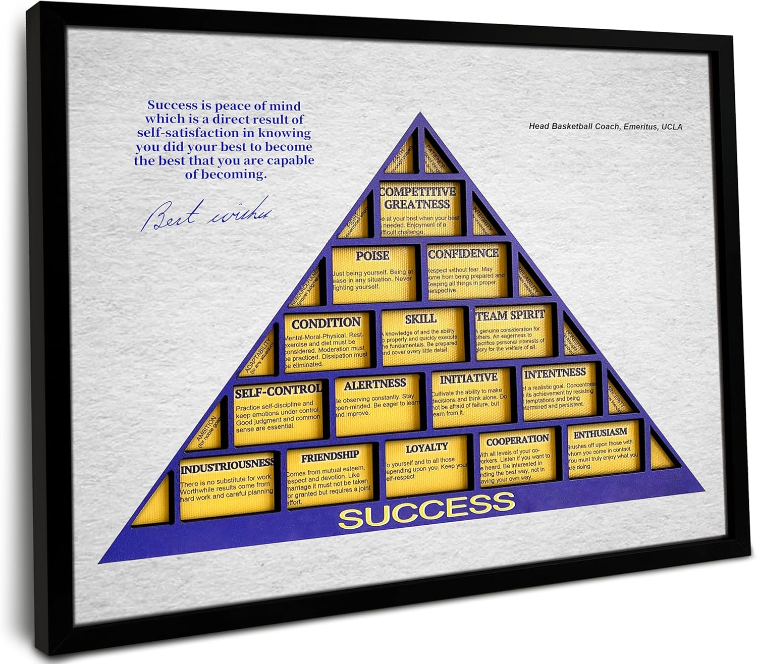 flinelife Wood Basketball Coaching Principles Framed Wall Art Decor, 12x10, Success Wall Art Decor - Perfect for Fans