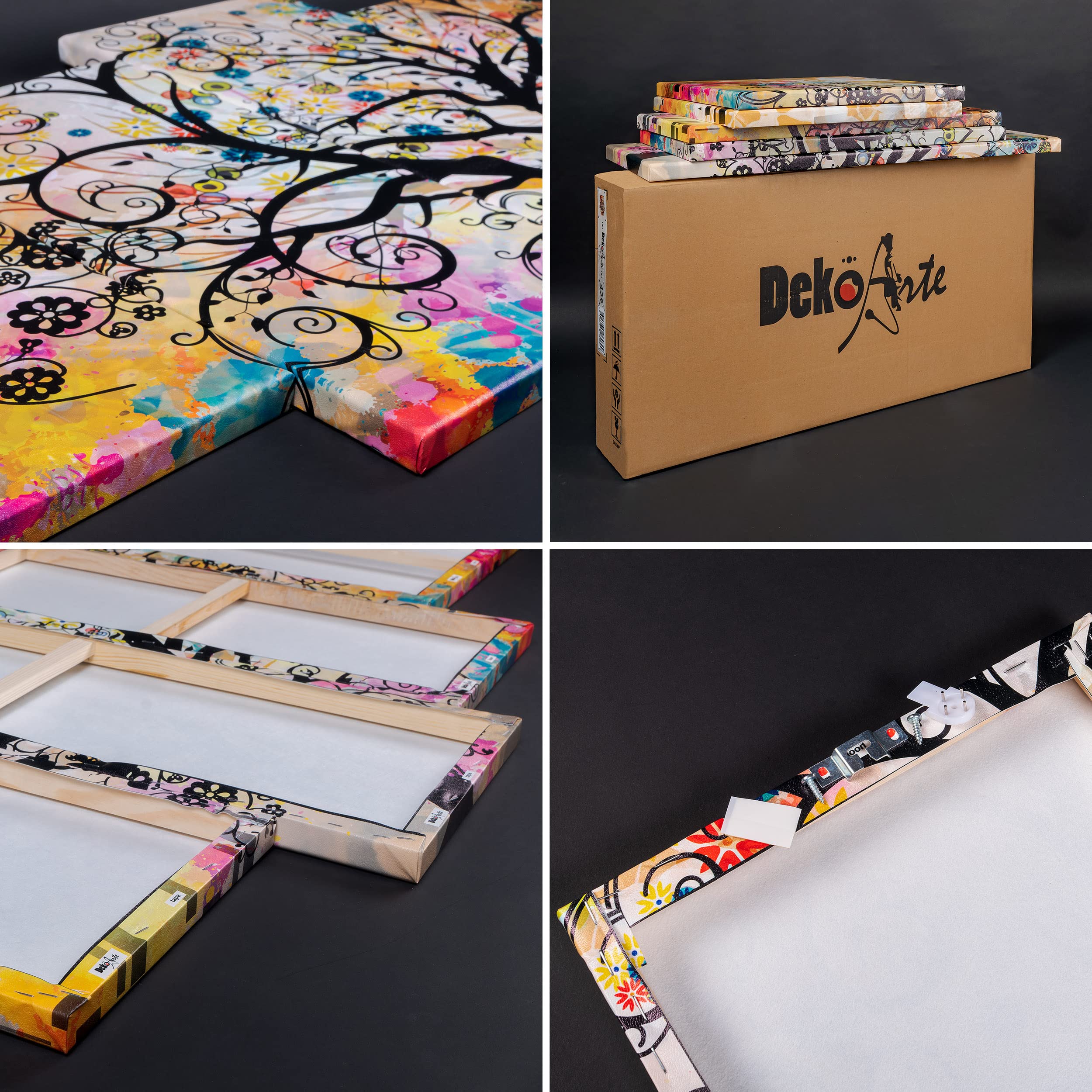 DekoArte - Cuadros Modernos Impresión Imagen Artística | 5 Piezas 180x85cm | Lienzo Decorativo Para Salón o Dormitorio | Estilo Abstracto Arte Árbol de la Vida de Gustav Klimt XXL
