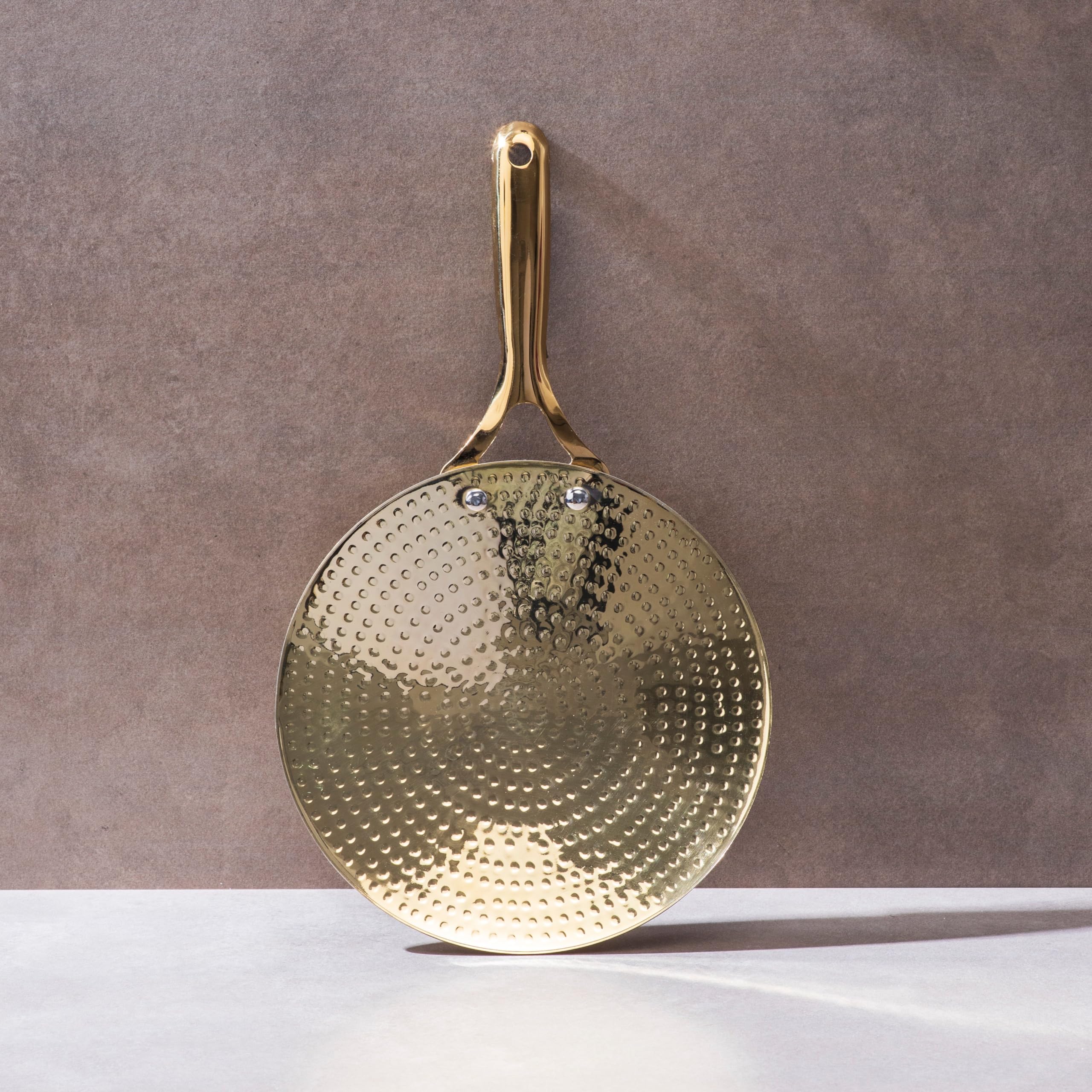 P-TAL Brass Roti Tawa 10" (25.4 cm) Teflon Free Non-Toxic Tawa for Roti with Insulated Heat Resistant Handle