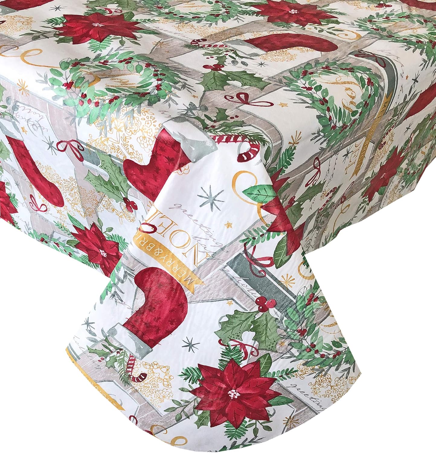 Prоmо 40% оƒƒ Newbridge Merry Christmas Stocking Holiday Vinyl Flannel Backed Tablecloth - Noel Christmas Wreath, Festive Seasons Greetings Print Wipe Clean Easy Care Xmas Tablecloth, 52 x 52 Square Buу 1 gеt 1 🔥 Newbridge Merry Christmas Stocking Holiday Vinyl Flannel Backed Tablecloth - Noel Christmas Wreath, Festive Seasons Greetings Print Wipe Clean Easy Care Xmas Tablecloth, 52 x 52 Square