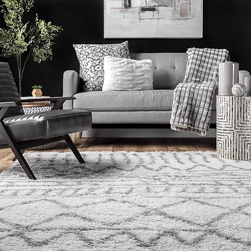 Miniatura 4 de nuLOOM Renata - Alfombra marroquí de pelo, 3 x 5, color gris