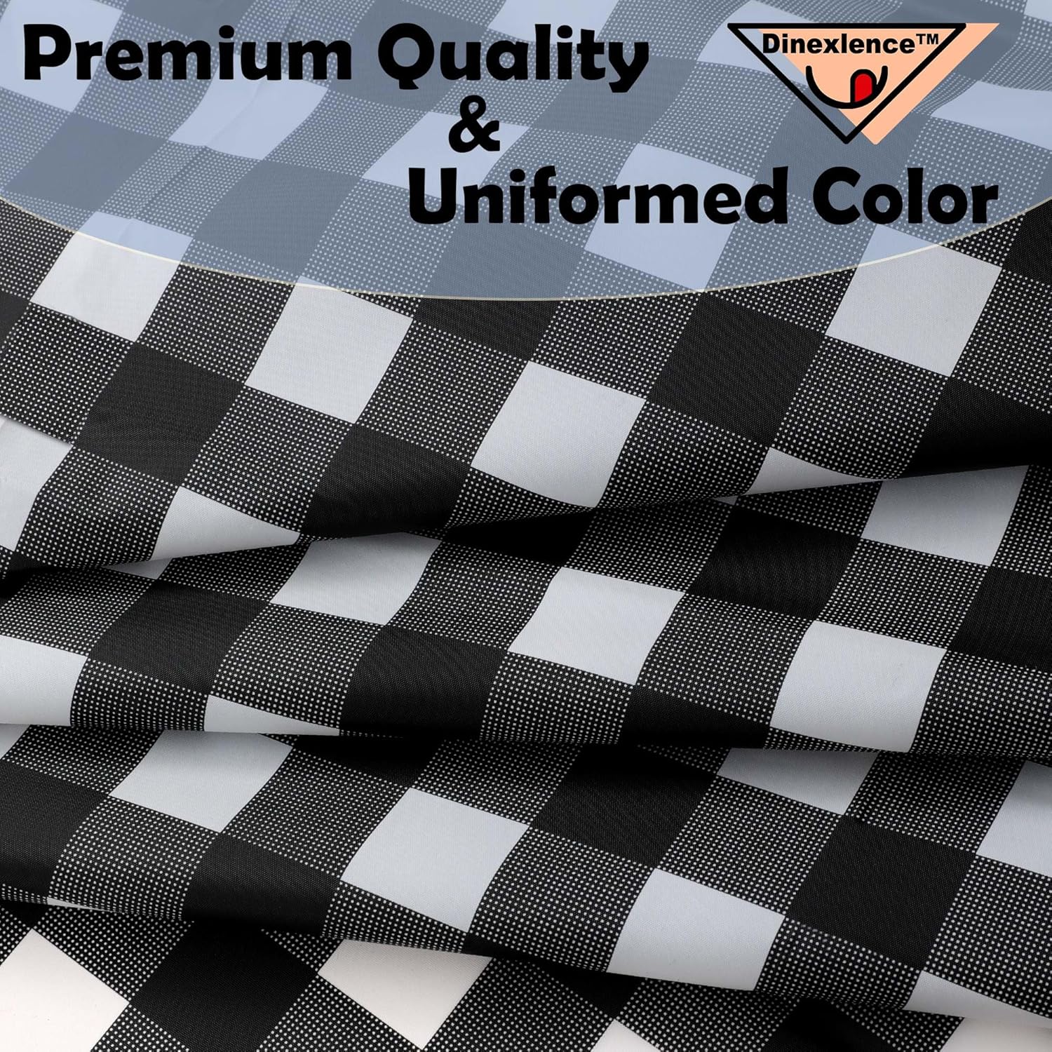 2 Pack Black Gingham Checkered Premium Plastic Tablecloth Rectangle 54 x 108 Inches Reusable Onyx Black Buffalo Plaid Decorative Table Cover for Dining, Wedding, Party - Image 3