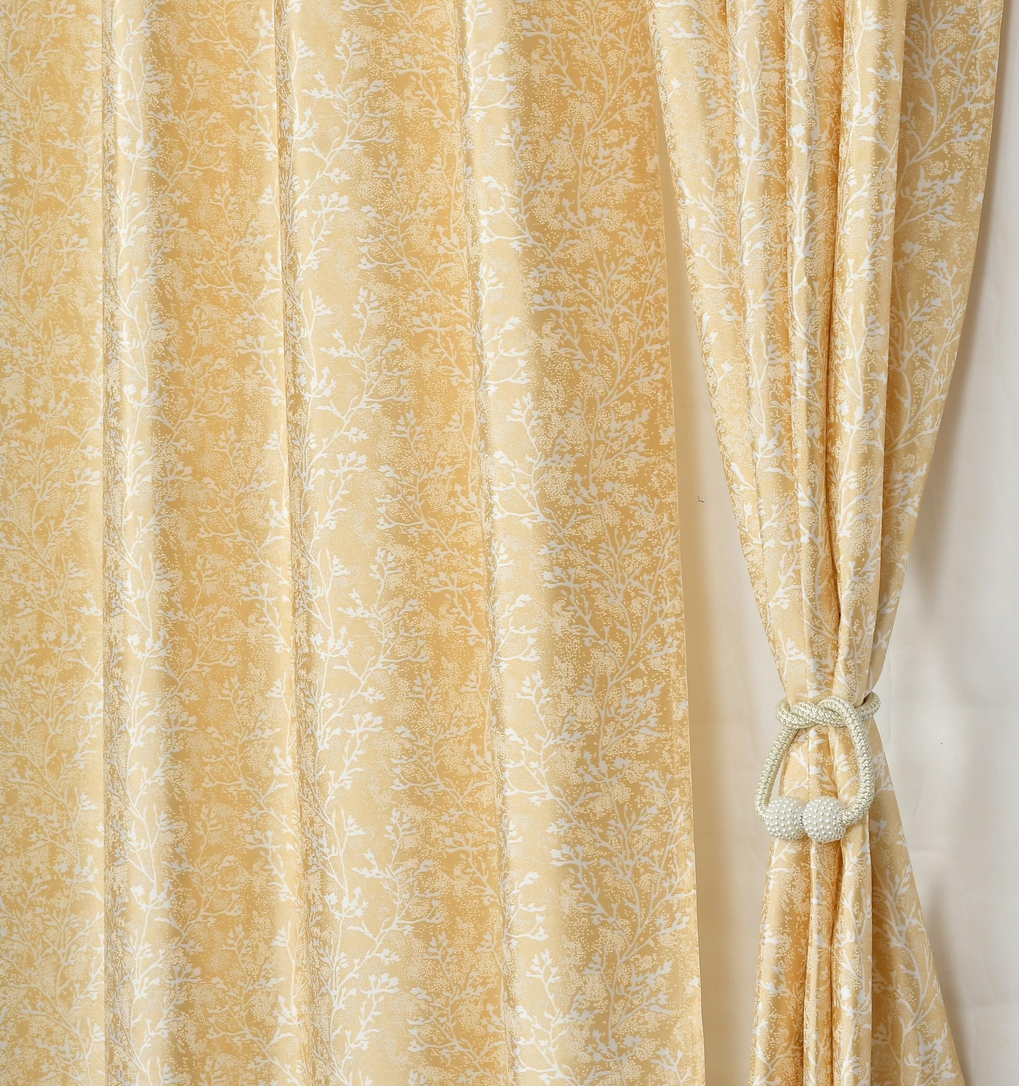 Floral Beige Door Curtains - Room Darkening FREE SHIPPING -1