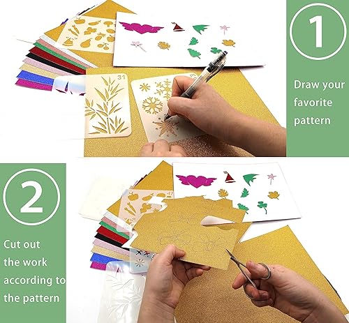 Miniatura 3 de TGXRZX Cartulina con purpurina, cartulina de color, 30 hojas de cartulina artesanal, para embalaje de caja de regalo de Navidad, decoración de