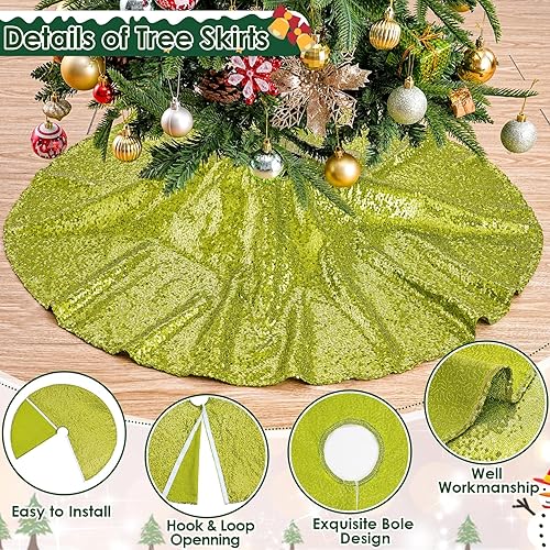 Miniatura 143 de Falda de árbol de Navidad de lentejuelas: Falda de árbol de bronce de 24 pulgadas, falda de satén con lentejuelas Falda de árbol pequeño