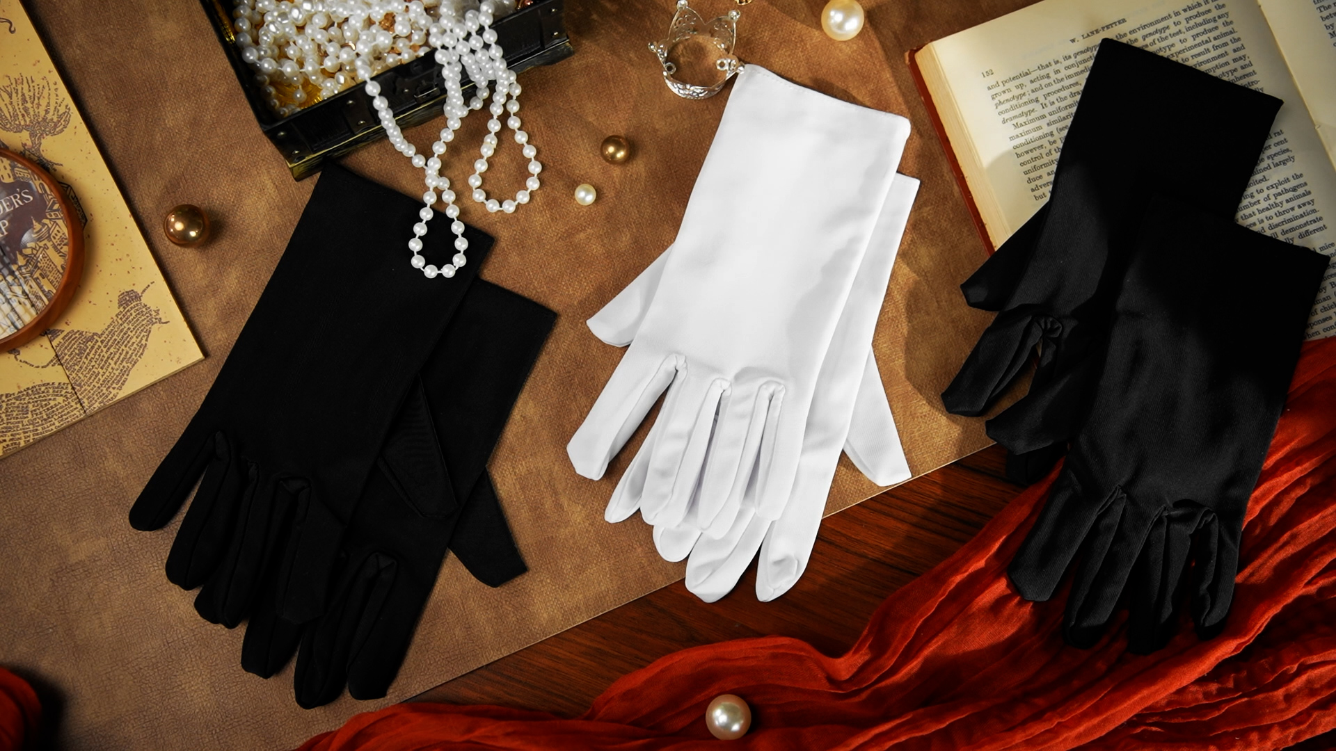 Sumind 4 Pair Men Spandex Cotton Gloves for Halloween Costume, Black