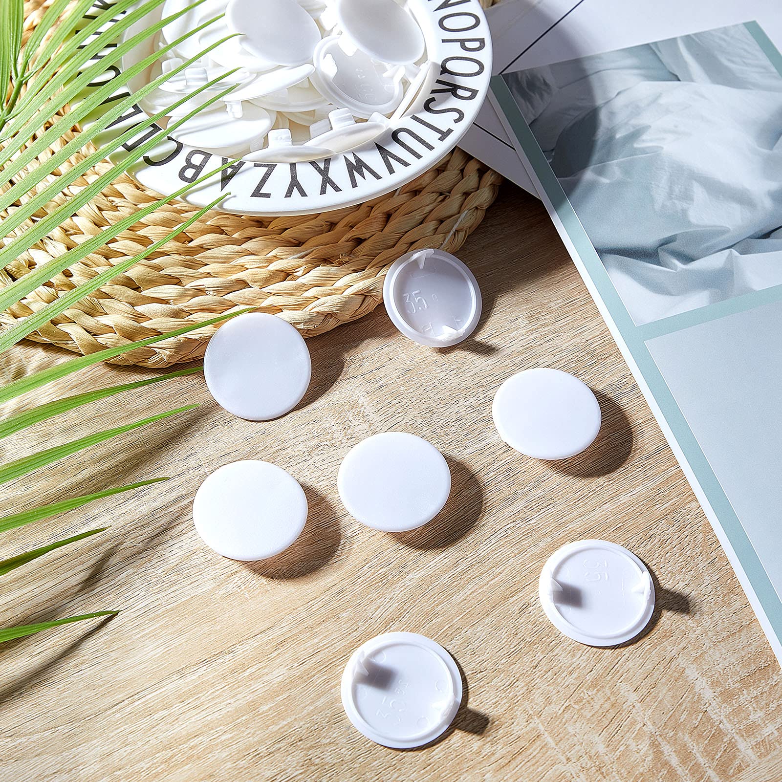 40 Tappi Di Plastica Per Fori Cerniera 35mm - Bianchi Per Mobili E Armadi