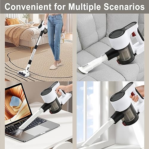 Miniatura 3 de Aspiradora inalámbrica, potente motor sin escobillas, aspiradora ligera 6 en 1, montaje en pared con pantalla LED y luz de trapeador de motor para