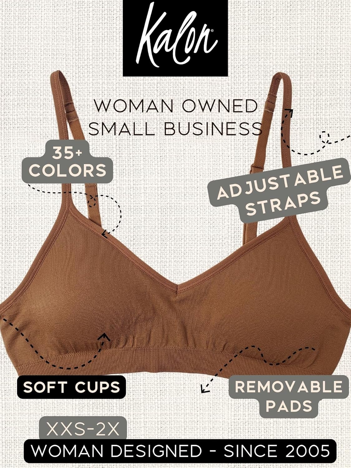 Kalon Women’s 4 Pack Demi Padded Bralette Wireless Comfortable Bra - Image 3